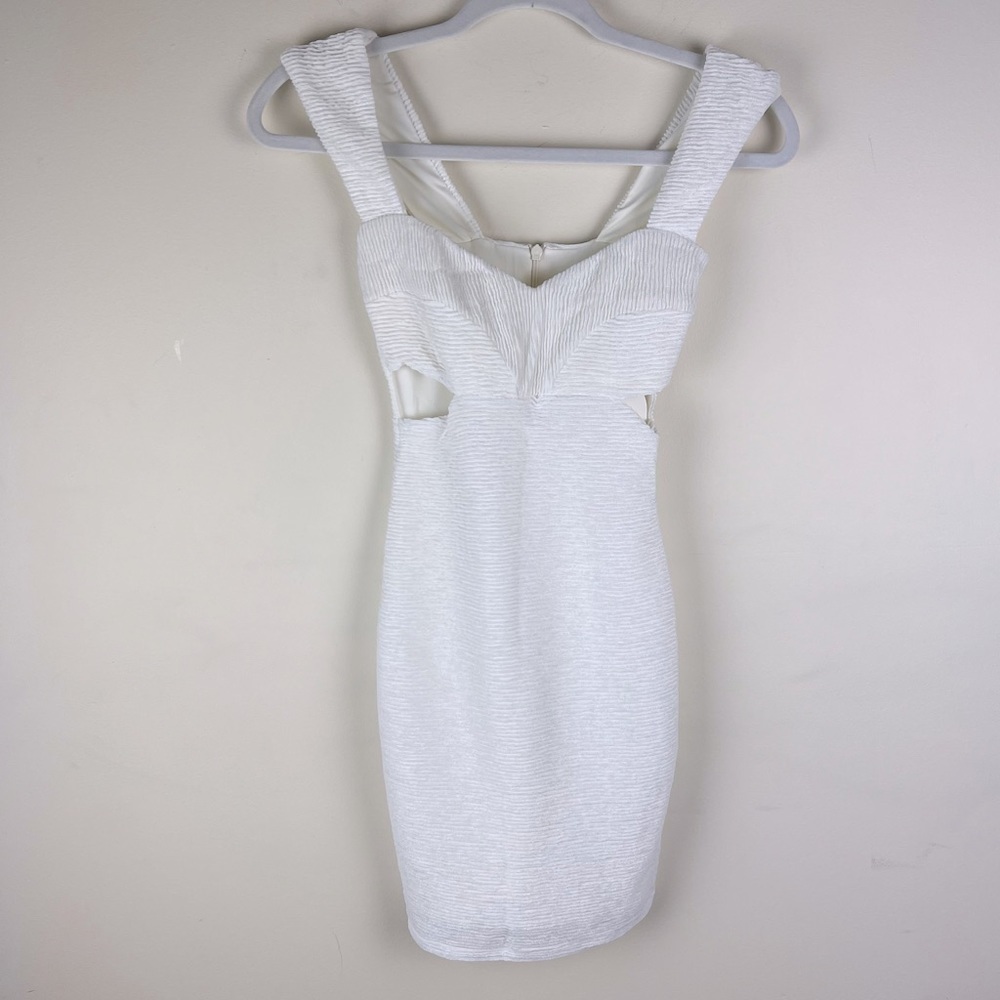 Rumer | Little White Dress LWD Textured Cut Out Rae Mini Dress | XS - Picture 3 of 9